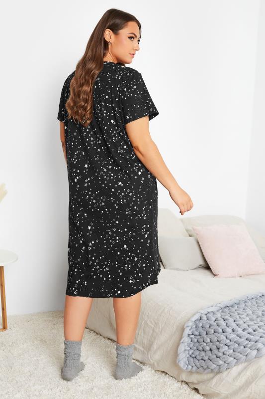 Plus Size Black Star Print Nightdress | Yours Clothing 3