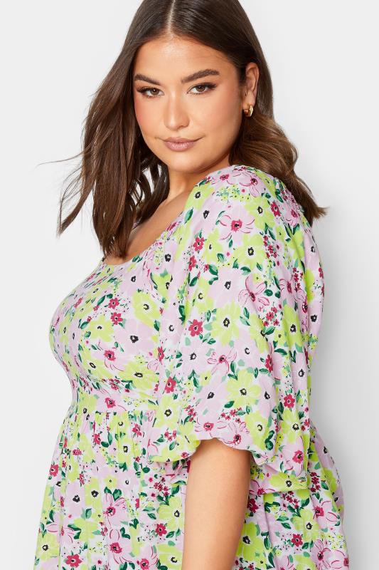 YOURS Curve Plus Size Light Pink Floral Peplum Top | Yours Clothing  5