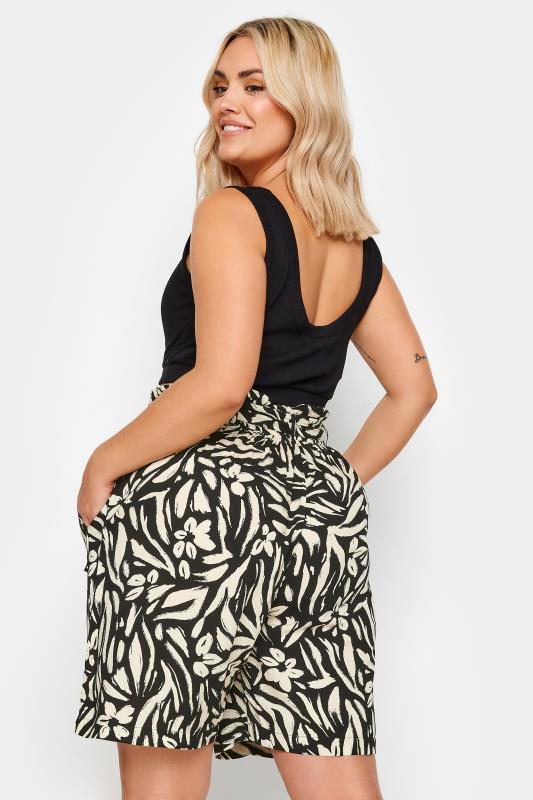 YOURS Plus Size Black Zebra Print Paperbag Shorts | Yours Clothing 4