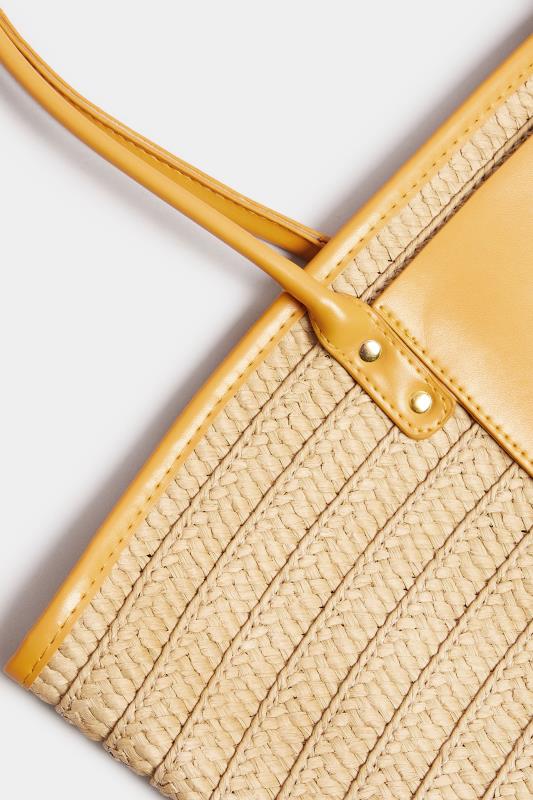 Brown & Yellow Straw Beach Bag | Yours Clothing 5