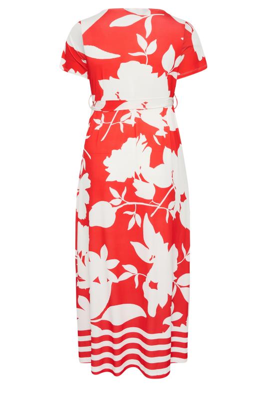 YOURS Curve Plus Size Red Floral Midaxi Wrap Dress | Yours Clothing  7