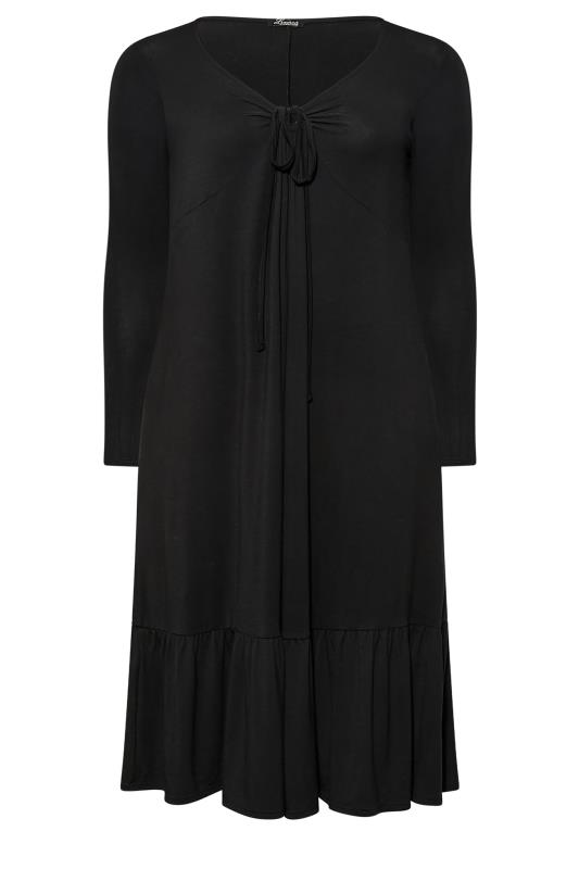 LIMITED COLLECTION Plus Size Black Keyhole Tie Neck Midaxi Dress | Yours Clothing 7
