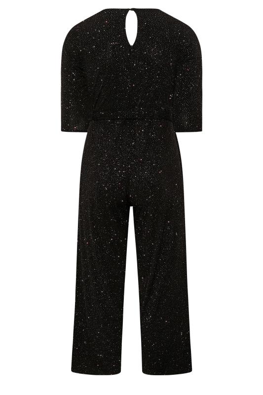 YOURS LONDON Plus Size Black & Pink Glitter Keyhole Jumpsuit | Yours Clothing 7