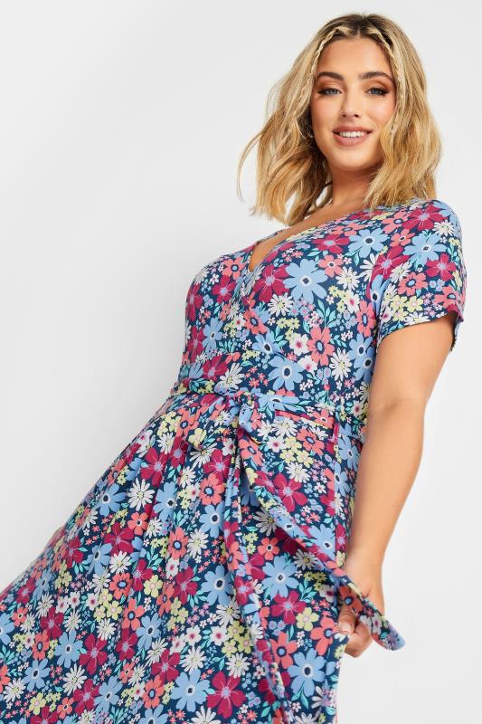 YOURS Curve Plus Size Light Blue Floral Midaxi Dress | Yours Clothing  4