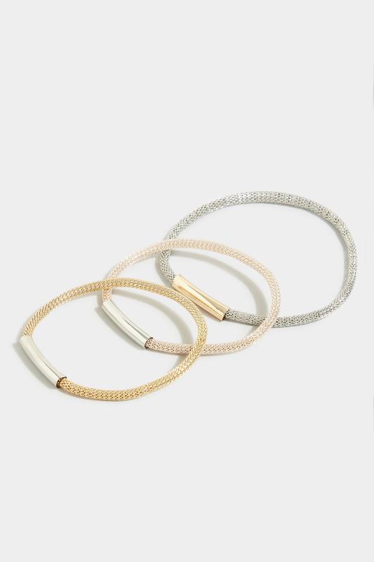 3 PACK Silver & Gold Chain Bracelet Set 4