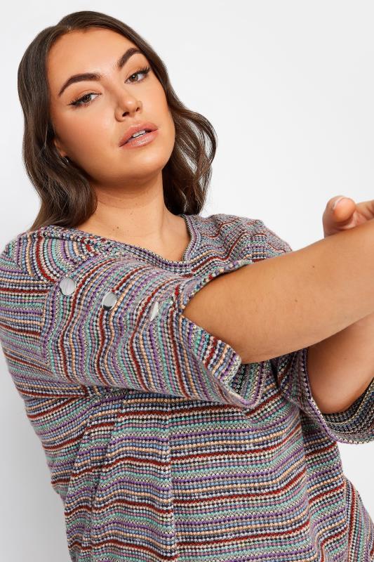 YOURS Plus Size Red Stripe Soft Touch Button Top | Yours Clothing 4