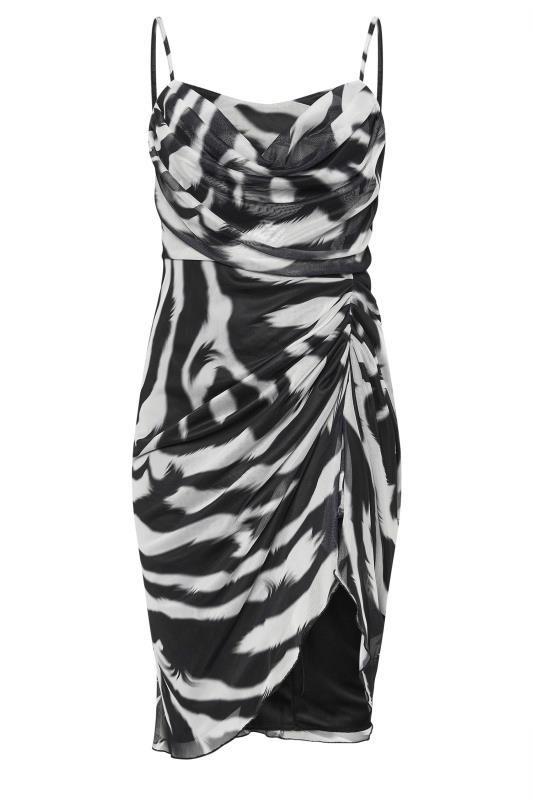 YOURS LONDON Plus Size Black Zebra Print Gathered Dress | Yours Clothing  6