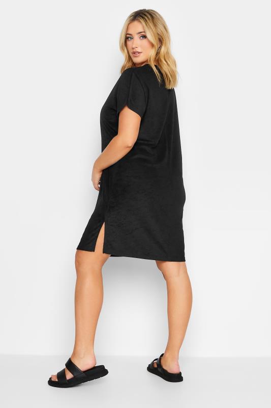 YOURS Plus Size Black Towelling T-Shirt Dress | Yours Clothing 3