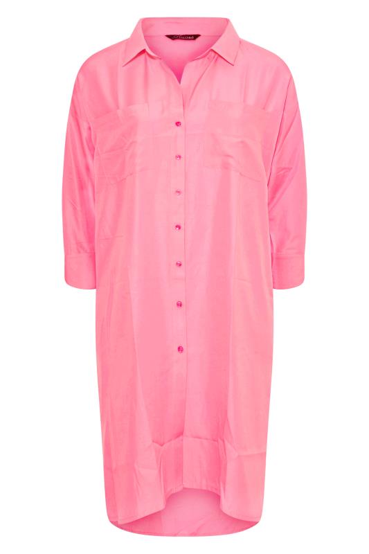 LIMITED COLLECTION Curve Neon Pink Midi Shirt Dress 6