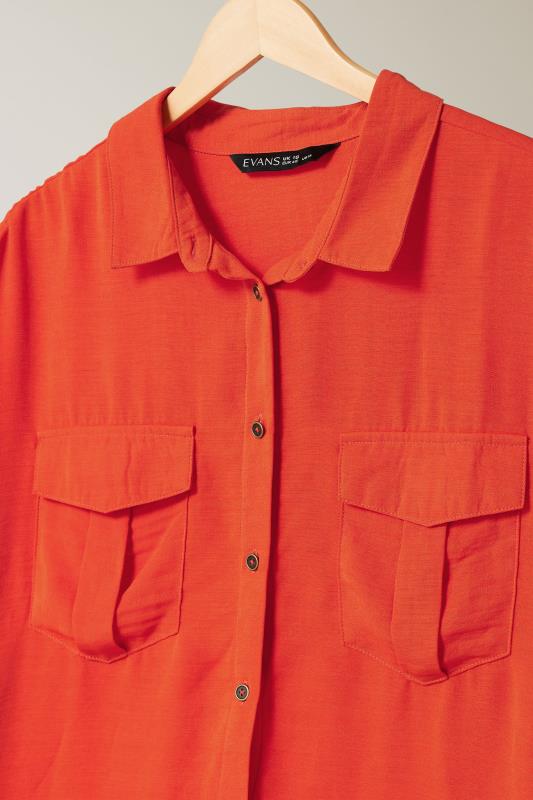 EVANS Plus Size Orange Long Sleeve Utility Shirt | Evans  7