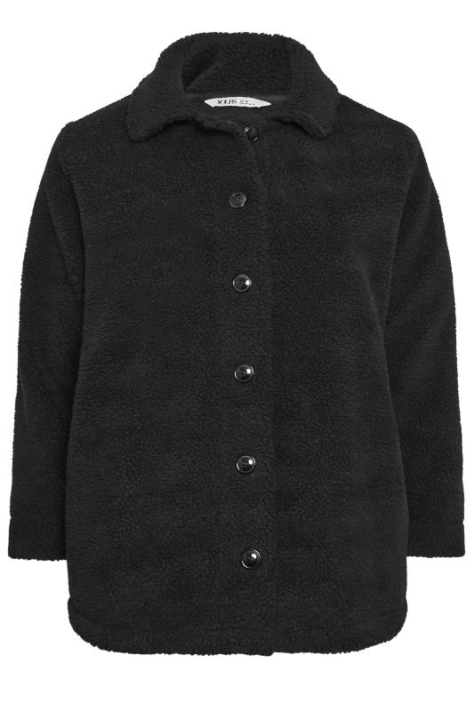YOURS Plus Size Black Teddy Fleece Jacket | Yours Clothing 5