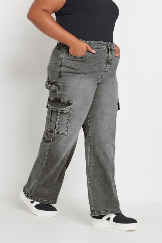 YOURS Plus Size Grey Cargo Jeans | Yours Clothing  2