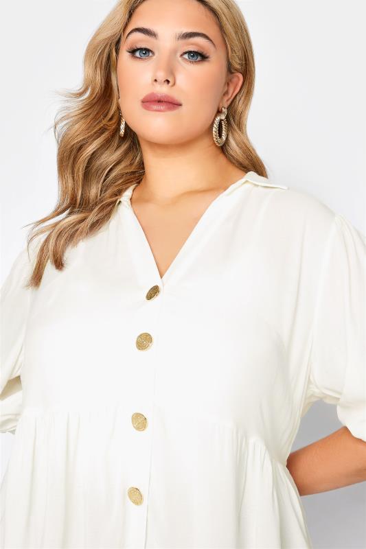 LIMITED COLLECTION Plus Size White Tiered Smock Tunic Top | Yours Clothing 4