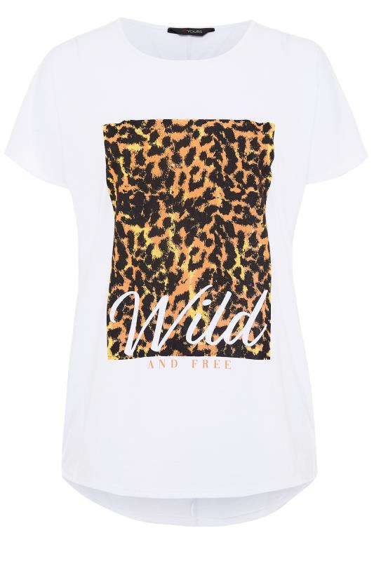 Plus Size White Leopard Print Dip Back T-Shirt | Yours Clothing 6