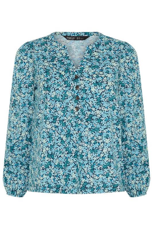 M&Co Petite Blue Ditsy Floral Cotton Blouse | M&Co 5