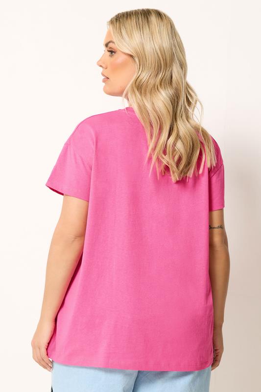 YOURS Plus Size Pink Embroidered Daisy Short Sleeve T-Shirt | Yours Clothing 4