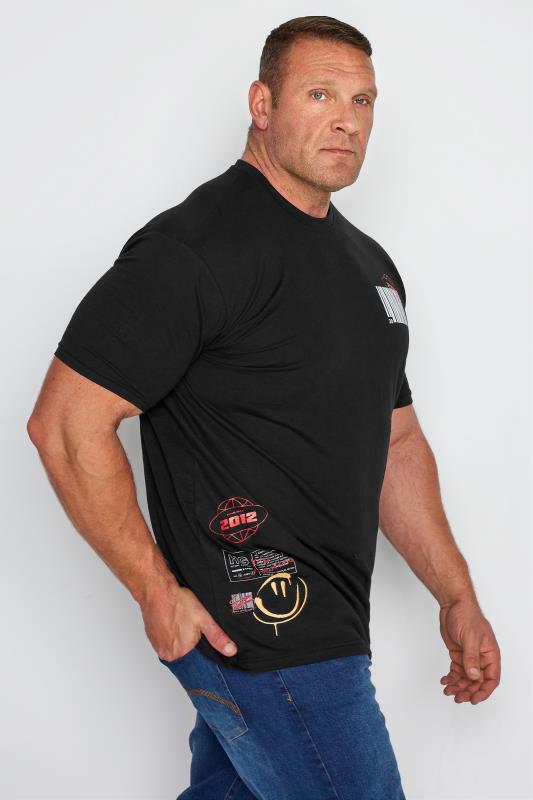 Men's  304 CLOTHING Black Retro Graphic Barcode T-Shirt