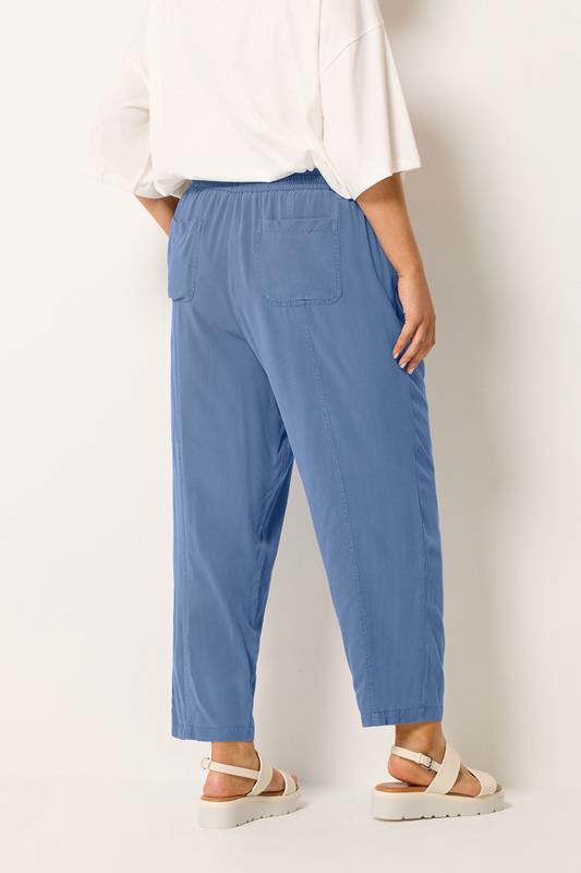 YOURS Plus Size Blue Chambray Barrel Trousers | Yours Clothing 2