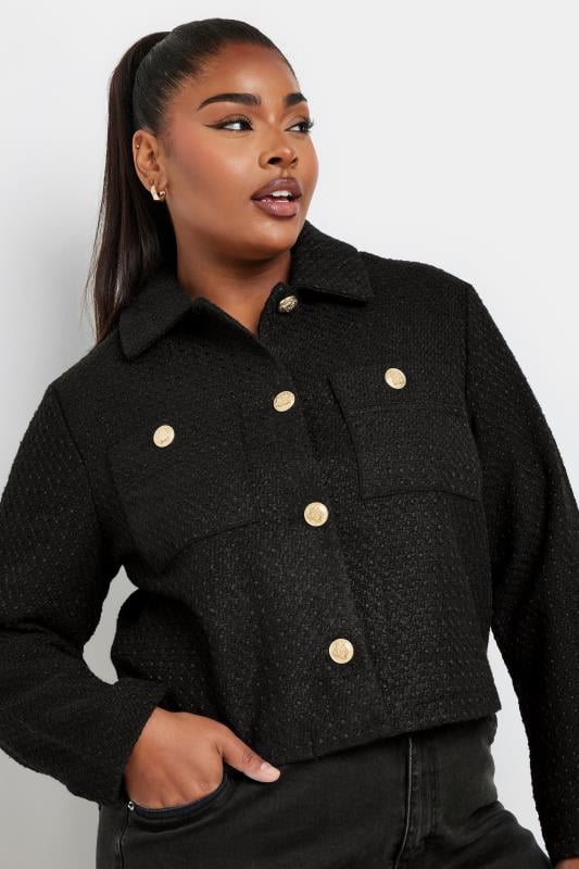 YOURS Plus Size Black Boucle Jacket | Yours Clothing 1