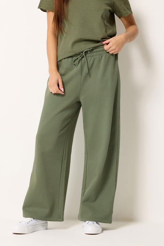 M&Co Petite Khaki Green Wide Leg Joggers | M&Co 1