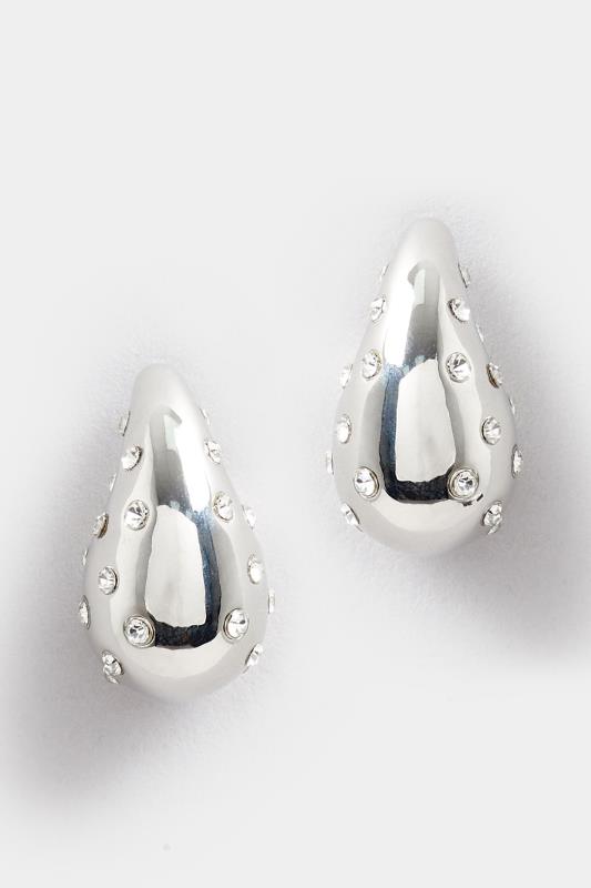 Plus Size  Silver Tone Diamante Teardrop Earrings