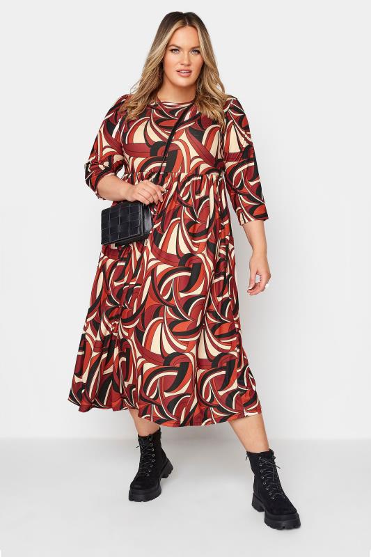 LIMITED COLLECTION Curve Red Abstract Print Midaxi Dress 2