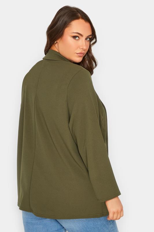 YOURS PETITE Plus Size Khaki Green Scuba Blazer | Yours Clothing 3