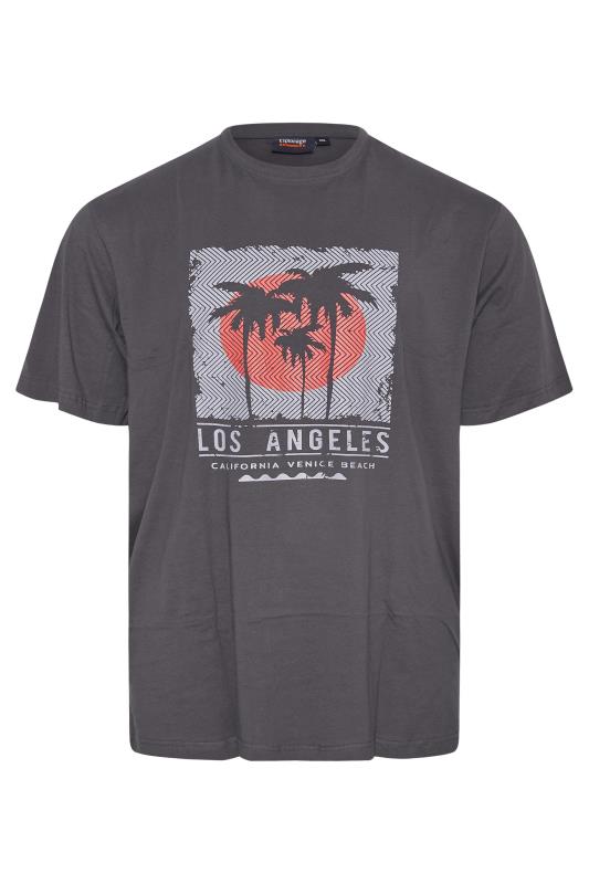 ESPIONAGE Big & Tall Charcoal Grey Los Angeles Print T-Shirt 2