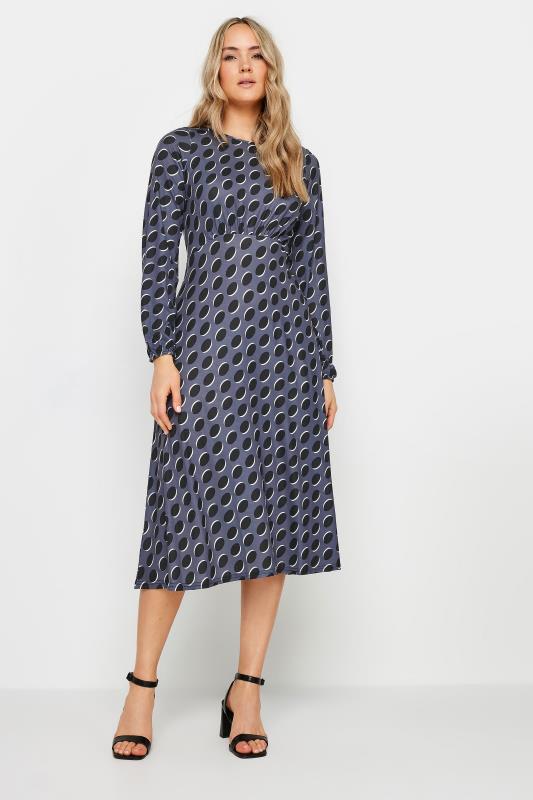 LTS Tall Charcoal Grey Spot Print Midi Dress