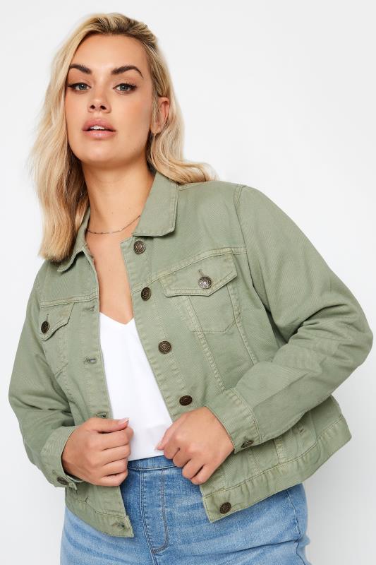 YOURS Plus Size Sage Green Denim Jacket 2