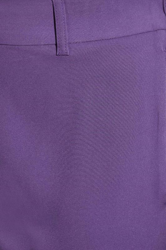 Plus Size Purple High Waisted Tapered Trousers | Yours Clothing 5