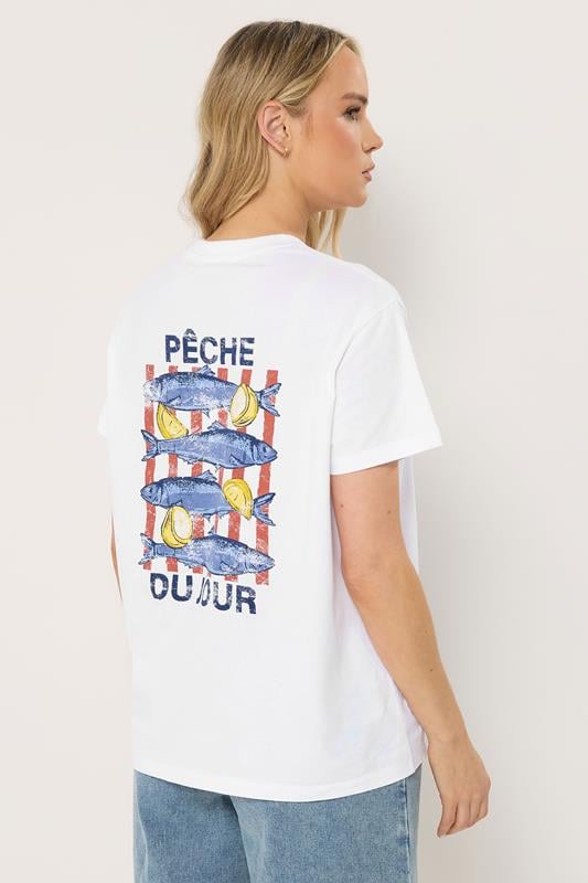 LTS Tall Women's White Sardine Graphic Cotton Oversized T-Shirt | Long Tall Sally 2