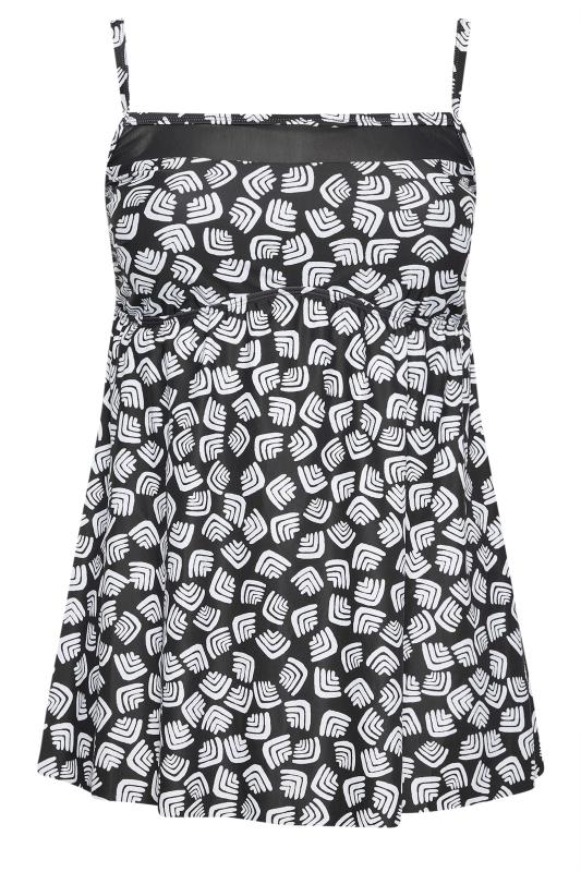 YOURS Plus Size Black Abstract Print Tummy Control Swimdress | Yours Clothing 7