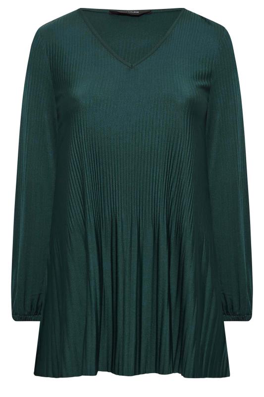 Curve Plus Size Green Long Sleeve Plisse Pleated Swing Top | Yours Clothing 6