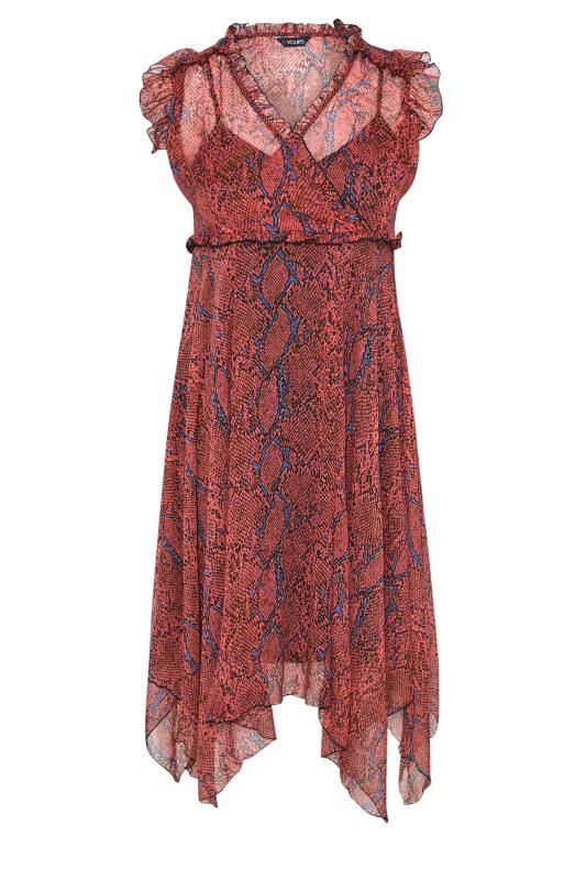 Plus Size Red Animal Print Hanky Hem Dress | Yours Clothing 6