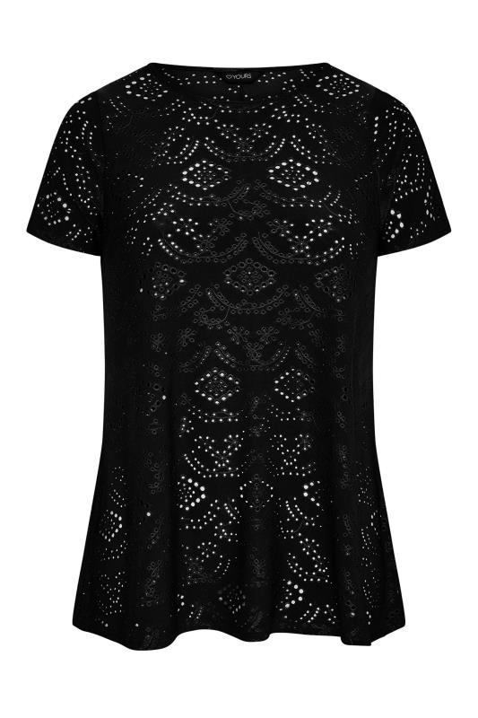 Plus Size  Black Broderie Swing Top