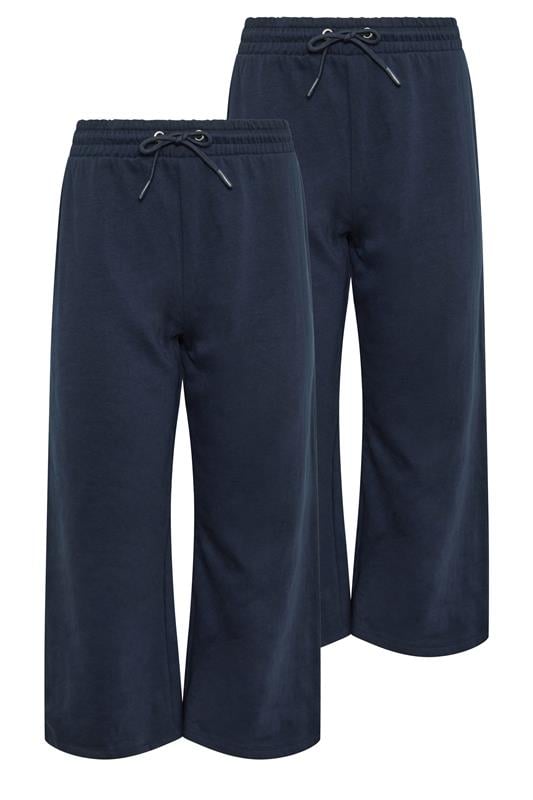  M&Co Petite 2 PACK Navy Blue Wide Leg Joggers