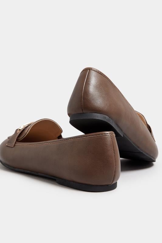 Brown Faux Leather Loafers In Extra Wide EEE Fit | Yours Clothing  4