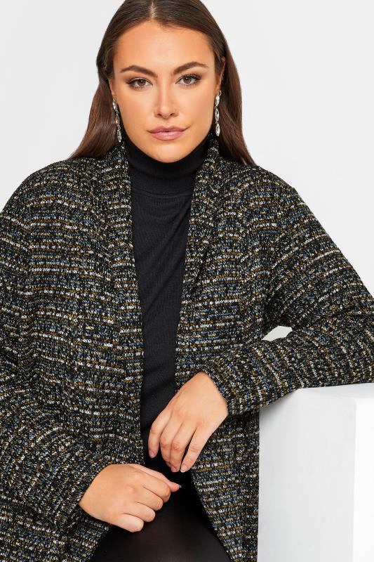Curve Plus Size Black Textured Cardigan | Yours Clothing  1