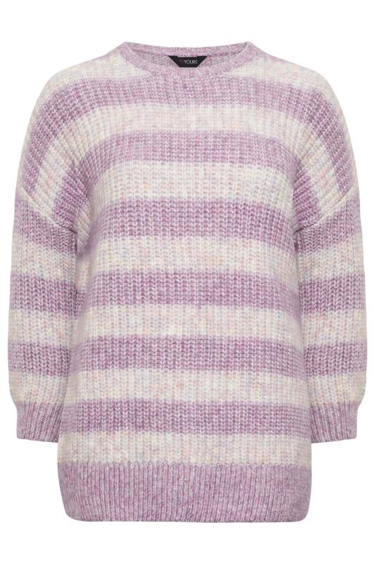 Plus Size Lilac Purple Stripe Marl Knitted Jumper | Yours Clothing 7