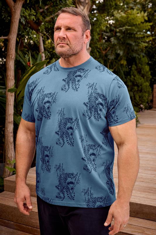  BadRhino Big & Tall T-shirt bleu clair à imprimé tigre
