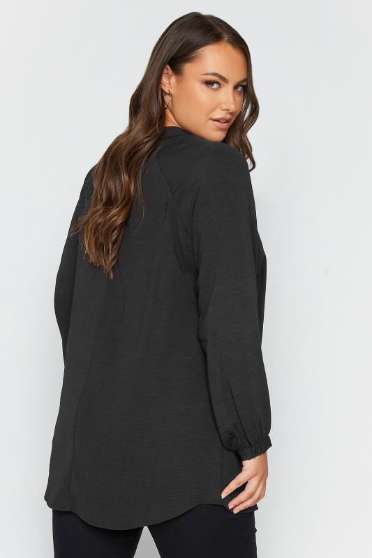 YOURS Curve Plus Size Black Textured Tunic Shirt | Yours Clothing  3
