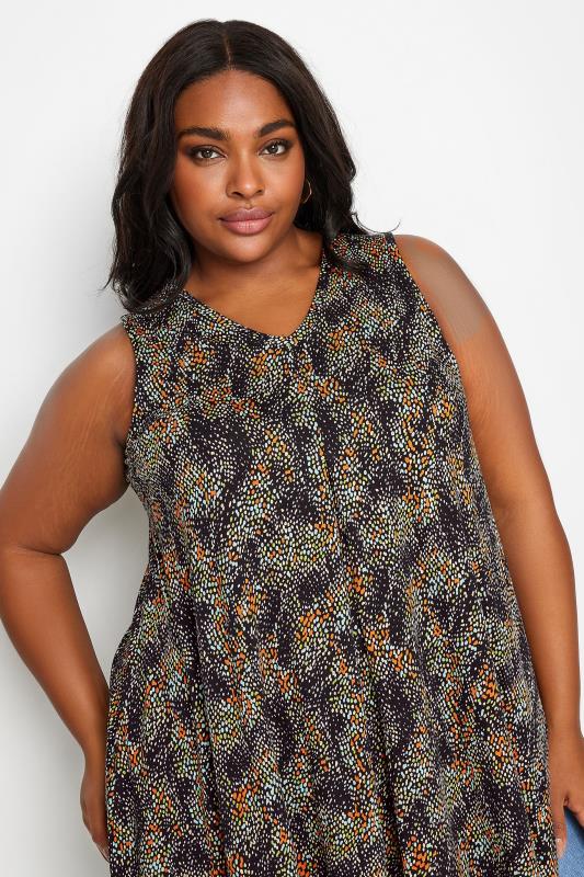YOURS Plus Size Black Abstract Dot Print Swing Vest Top | Yours Clothing 4
