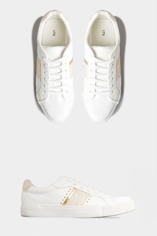 LTS White & Nude Snake Stripe Trainers In Standard D Fit 2