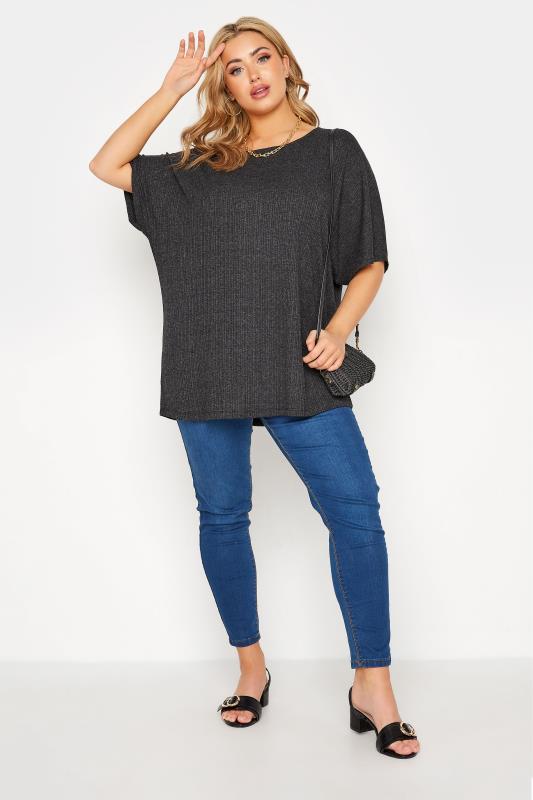 Curve Charcoal Grey Ribbed Swing Top 1