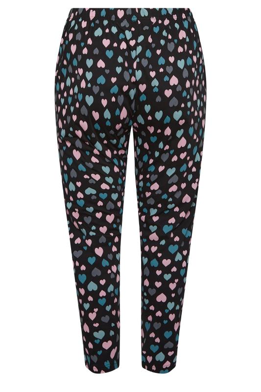 YOURS Plus Size Black Heart Print Tapered Pyjama Bottoms | Yours Clothing 6
