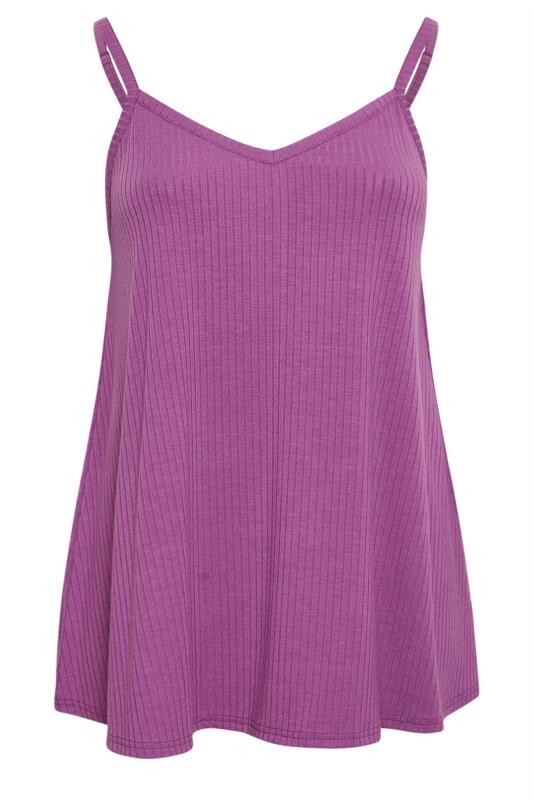 YOURS Plus Size Purple Ribbed Swing Cami Top | Yours Clothing 5