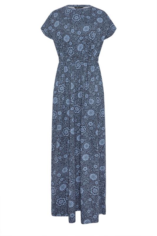 LTS Tall Women's Blue Floral Shirred Waist Cotton Maxi Dress | Long Tall Sally 6