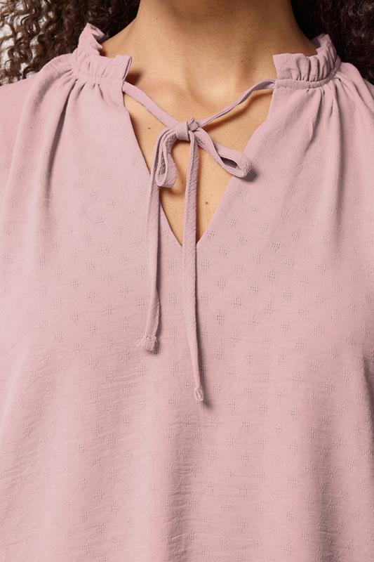 M&Co Pink Pastel Tie Neck Frill Sleeve Blouse | M&Co 5