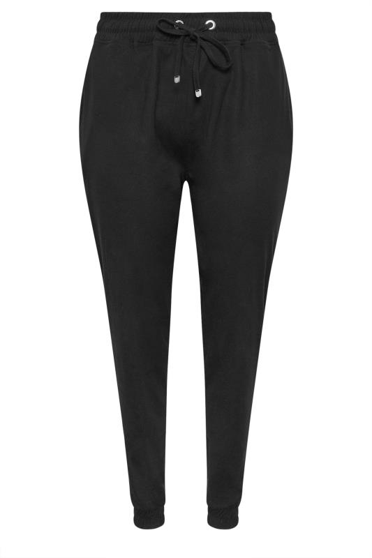 YOURS Plus Size Black Cuffed Elasticated Stretch Joggers | Yours Clothing 5